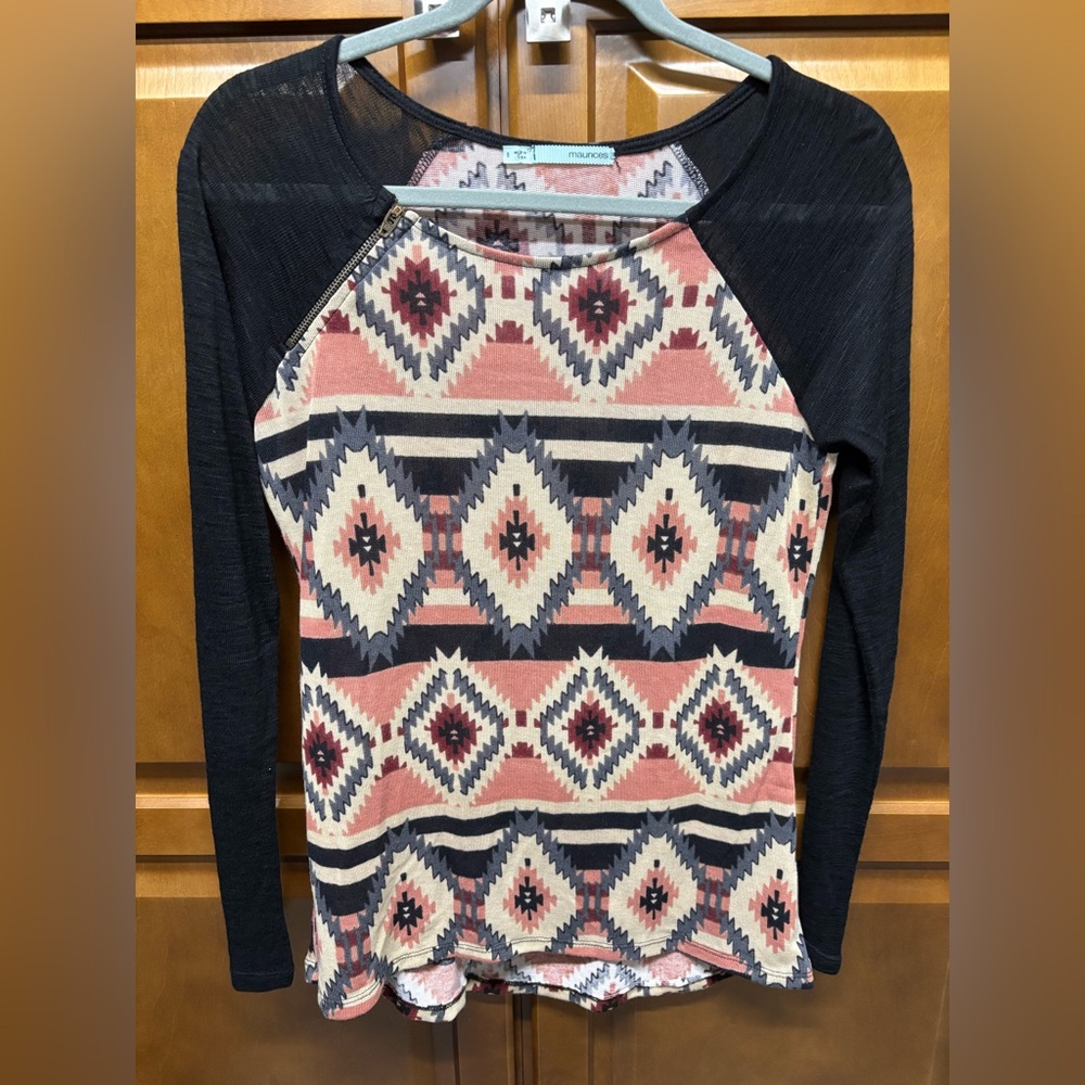 Maurices Aztec Pattern Long Sleeve Top